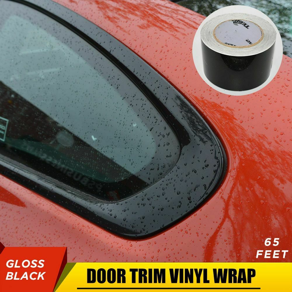 65' 3 Gloss Black Vinyl Wrap Roll Sheet Film For Door Trim Tint