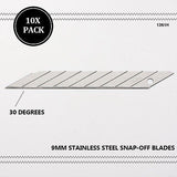 Vinyl Cutting 9mm Stainless Steel Snap-Off Blades 10x Pack 30° Utility Knife