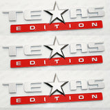 3x Chrome Red TEXAS Edition Logo Emblem Badge Stickers Chevrolet Decoration TEAS