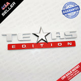 Chrome & Red TEXAS Edition Logo Emblem Badge Stickers Chevrolet Decoration TEAS