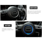 Audi Aluminum Steering Wheel Ring Logo Badge Sticker Emblem Decoration - Blue