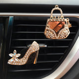 Car Air Freshener Auto Outlet Perfume Clip Bling Crystal Diamond Purse or High-heeled Shoes Style for Women Girls