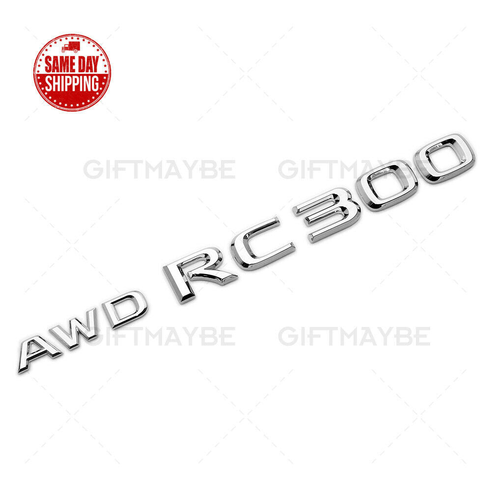 For Lexus Trunk Chrome AWD RC 300 Letter Logo Badge Emblem Car Replace F-Sport