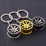 Universal Car Black Wheel Hub Rim Model Keychain Ring Gift Decoration